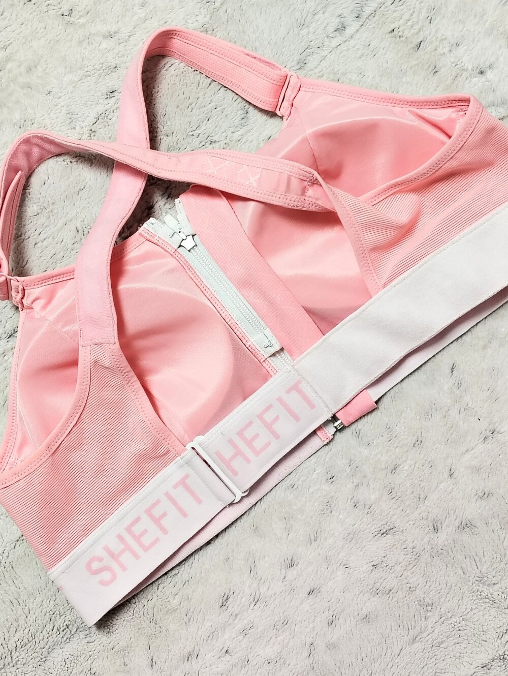 SHEFIT Ultimate Sports Bra Pink "Confident" Adjustable High-Impact Women's 2LUXE - Picture 9 of 14